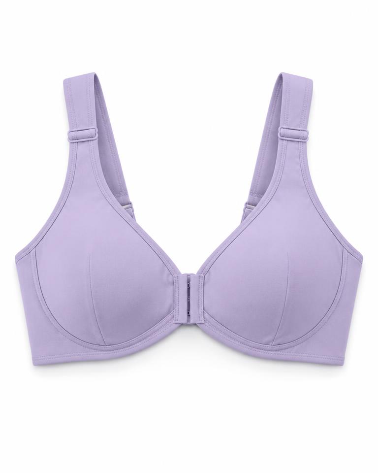 Lavender Front-Closure Support Bra