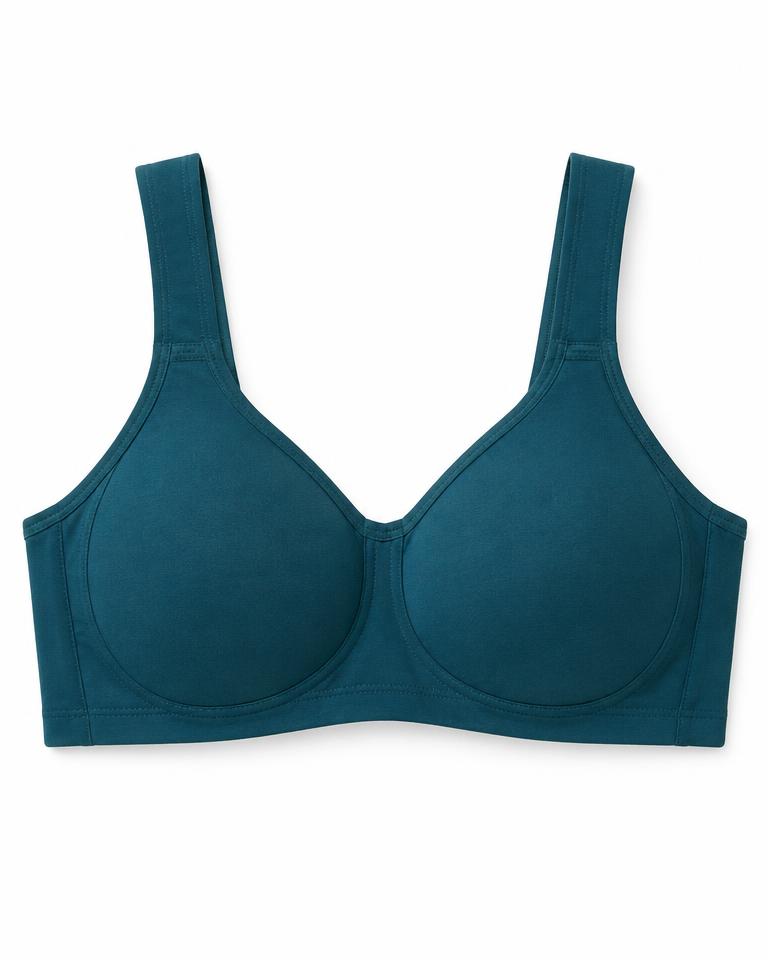 Teal Full-Coverage Cotton Bra
