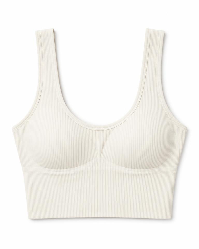 Ivory Ribbed Longline Bralette