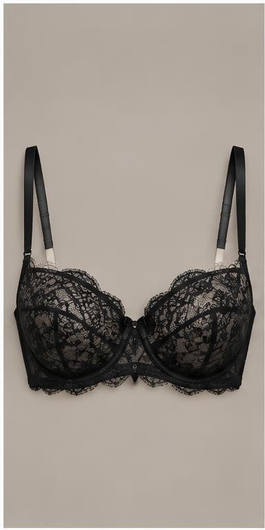 Noir Lace Couture Balconette Bra
