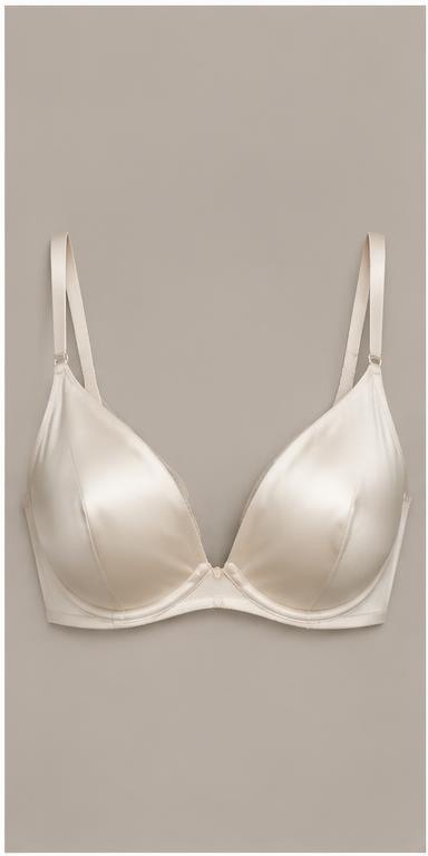 Ivory Satin Designer Plunge Bra