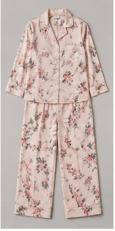 Blush Floral Premium Cotton Night Suit