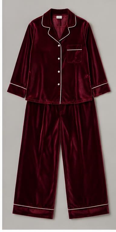 Burgundy Velvet Winter Night Suit