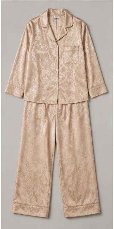 Champagne Jacquard Designer Night Suit
