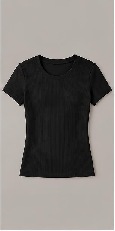 Black Fitted Rib Designer T-Shirt