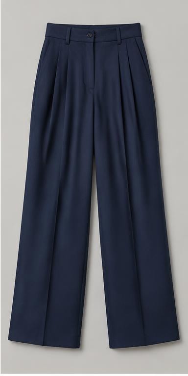 Navy Pleated Designer Trousers