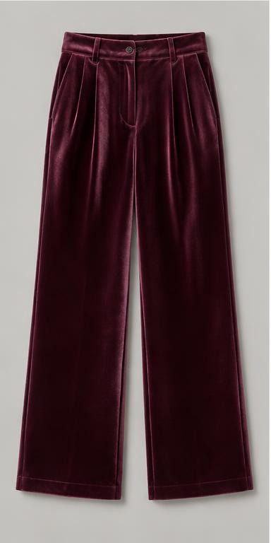 Burgundy Velvet Luxe Trousers