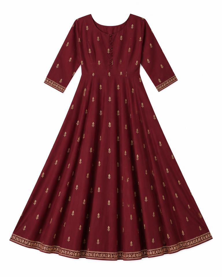 Wine Festive Anarkali Kurti