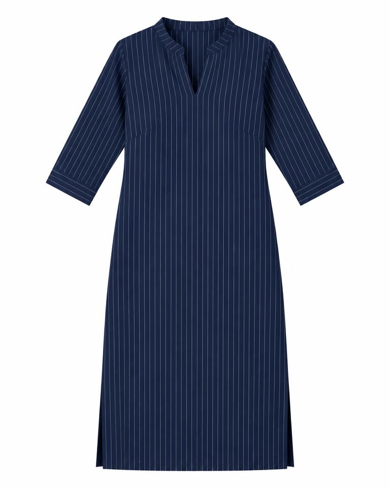 Navy Pinstripe Office Kurti