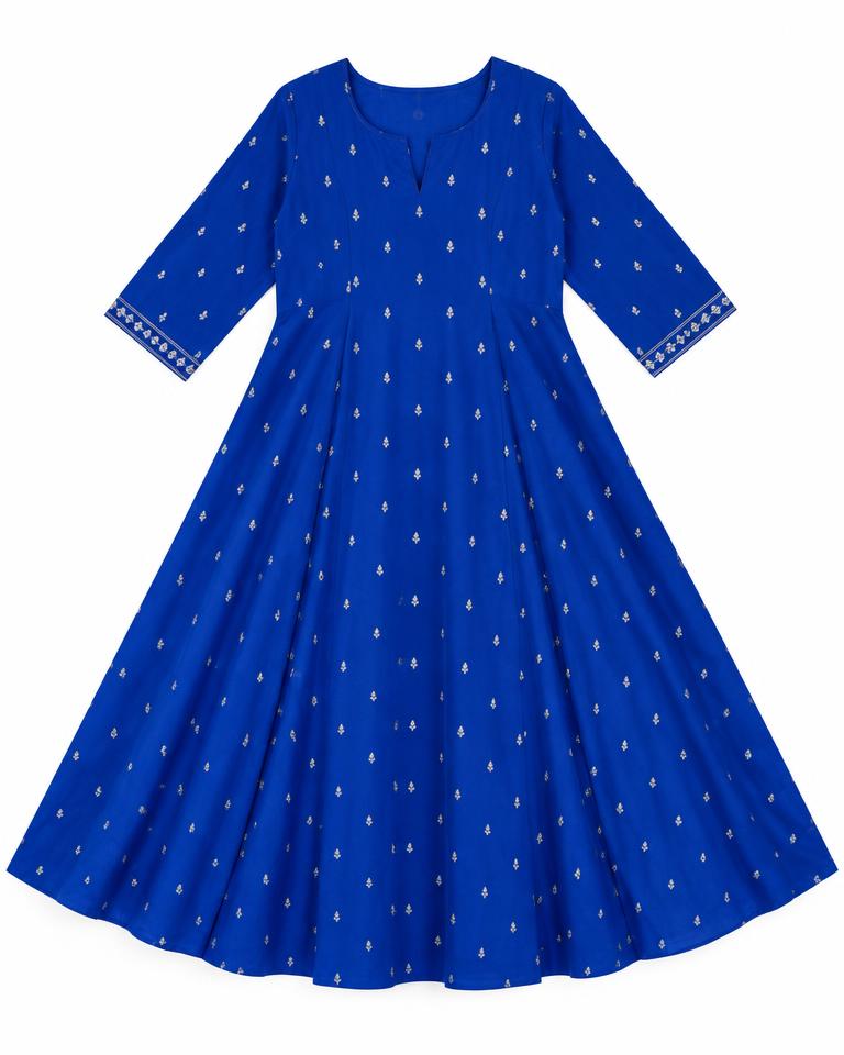 Royal Blue Plus-Size Flared Kurti