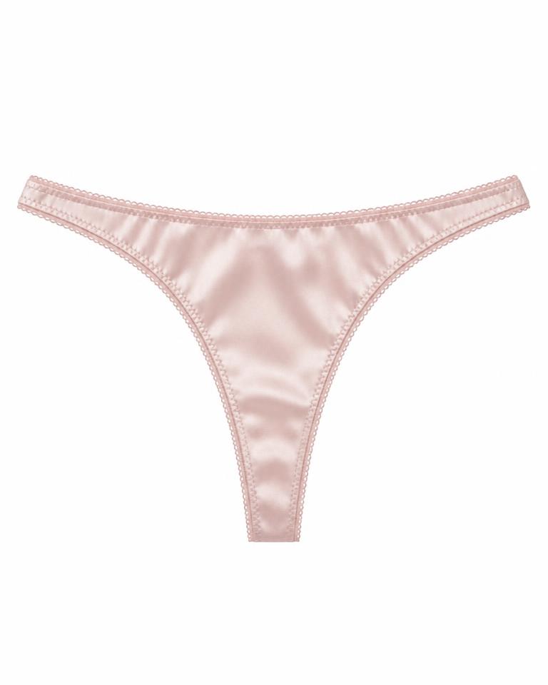 Blush Satin-Trim Thong