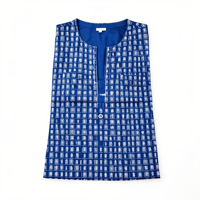 Indigo Printed Sleeveless Kurti