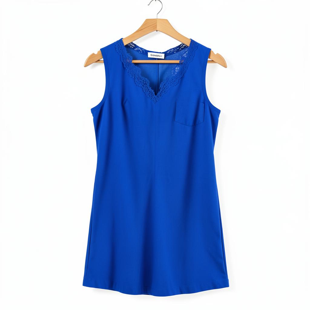 Royal Blue Short Lace-Trim Nighty