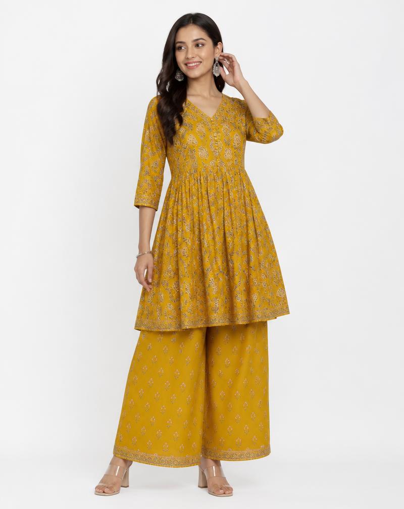 Mustard Anarkali Kurti