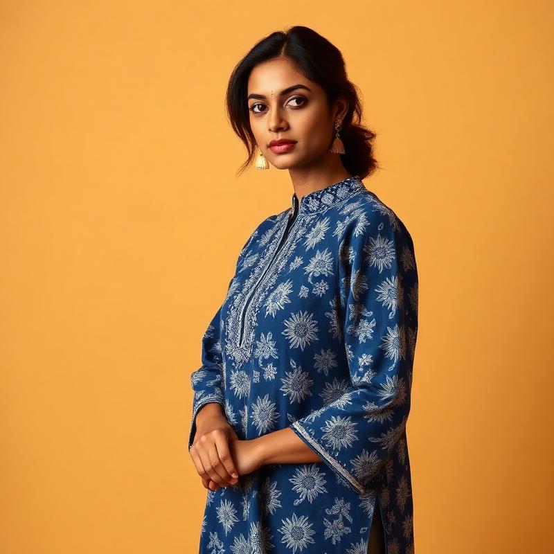 Indigo Block Print Cotton Kurti