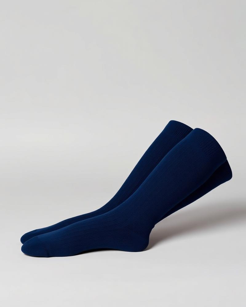 Combed Cotton Knee-High Socks — Navy
